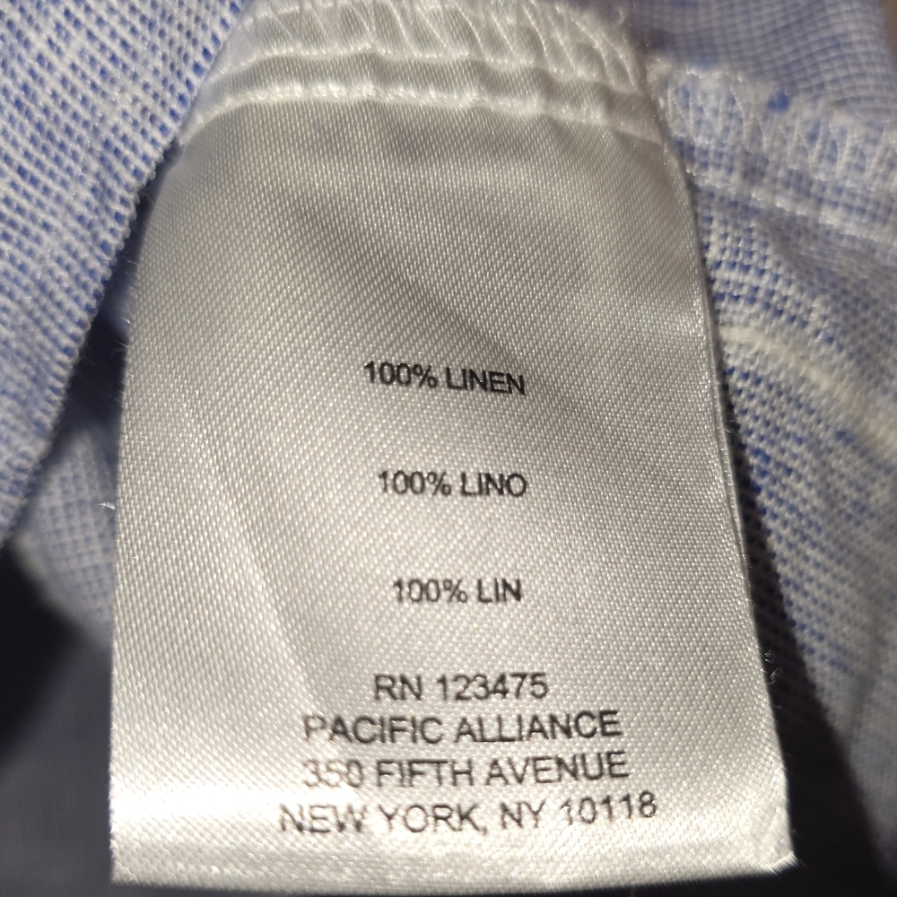 Ellen Tracy White and Blue 100% Linen Striped Shirt 3X - Picture 6 of 7